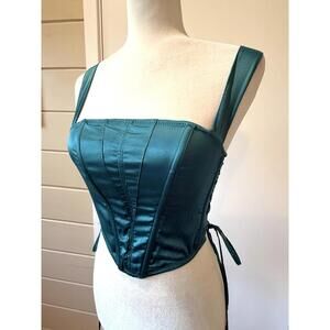 URBAN OUTFITTERS Top Corset Bustier Satin Lace Metallic Y2K Gothic Fairycore M